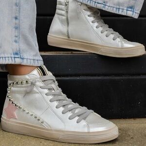 Shu Shop Riri Pearl Metallic Hi Top Sneakers Size 8